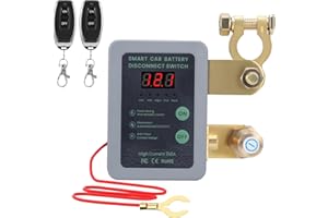 HUUPPHIP Kill Switch for Car with Remote, Battery Disconnect Switch 12V 240A with LED Voltage Display, Car Battery Isolator Anti Theft Switch with 2 Wireless Remote Controls for RV Truck Camper Boat