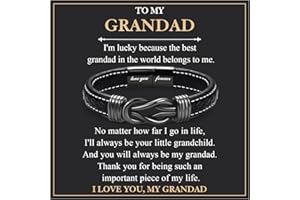 EYQV Gifts for Fathers Day, Leather Bracelet Dad Grandad Step Dad Daddy Gifts for Fathers Day from Daughter Son Grandchild, Unique Mens Gifts for Birthday Christmas Thanksgiving