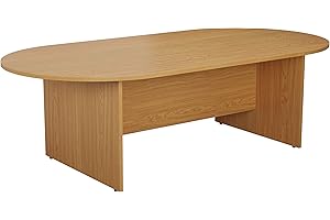 Office Hippo Modern Oak Radial D-End Conference Table, 180x100x73cm, Commercial Office Meeting Room, Heat & Stain Resistant, 5-Year Warranty