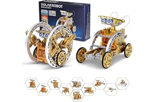 OMWay STEM 12-in-1 Solar Robot Toys, Science Kits for Kids Age 8-12, DIY Building Experiment Engineering Robotics Kits, Christmas Birthday Easter Gifts Toy for 9 10 11 13 14 Year Old Boys Teens, Gold