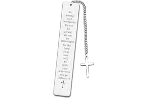 JMIMO Christian Gifts Inspirational Bible Verse Bookmark Be Strong and Courageous Cross Charm Women Men Religious Present for Birthday Graduation Communion Christmas Thanksgiving
