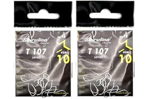 Amo Sbirulino T107 Curva Dritta per la Pesca alla Trota – Microardiglione, Punta Alta e Paletta, Nichelato – Blister da 15 Ami - Made in Japan