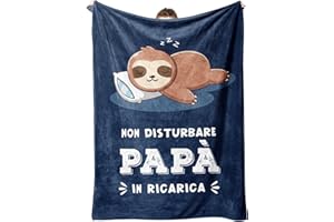 Niyewsor Regalo Papà, Regalo per Papà Coperta, Regalo Papà Compleanno, Idee Regalo Papà, Festa del Papà Natale Regali per Papà da Figlia Figlio, Bradipo Coperta per Papà 130 x 150cm