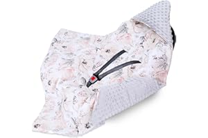 TOTSY BABY Couverture nid d'ange Hiver Bebe 90 x 90 cm - Chanceliere enveloppante bébé Poussette ou Siege Auto Cosy Lavable nid d Ange pour Naissance Enfant Minky Oeko-Tex Rose Gris Clair