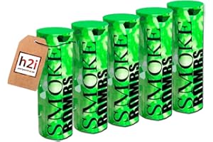 EISSTERNE h2i Rauch Vulkan Fontäne - Smoke Tube Rauchfackel Rauchtopf Rauchgenerator Rauchbombe - 5 Stück Rauchfarbe Grün - dichter kräftiger Rauch - Brenndauer ca. 45 sek - Ganzjahresfeuerwerk Kat T1/F1