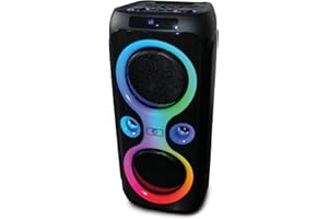R-MUSIC – Roller Box – Enceinte High Power – 7h d’autonomie, lumières et Musique en Rythme – Fonction karaoké et Guitare – Port USB, AUX, Micro SD et Fonction Radio – Poignée et roulettes