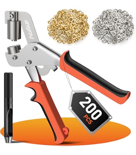 Eye pliers for tarpaulins and fabrics, professional eye pliers with 300 eyelets (diameter 10 mm), magnetic eyelets, made of stainless steel, perfect for leather, belts, canopies, fabrics