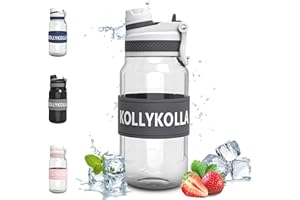 KollyKolla Botella Agua Niños, 500ML, Botella de Agua Deportiva con Pajita Sin BPA, Reutilizable Ecológica Tritan Plástico, Botellas de Agua para Niños & Adultos