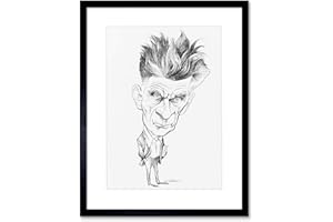 Wee Blue Coo 9x7 '' CARICATURE SAMUEL BECKETT IRISH AUTHOR DIRECTOR FRAMED ART PRINT F97X713