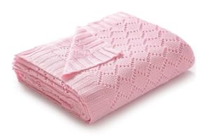 mimixiong Baby Blanket Soft Cellular Blanket Lovely Breathable Knitted Blanket for Newborn Boy and Girls 100x80cm, Pink