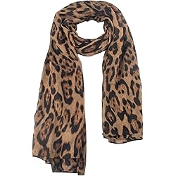Foulard Léopard Aisoway - En Mousseline Légère 160x70cm - Écharpe Longue Pour Automne/hiver - Style Wrap Ou Châle