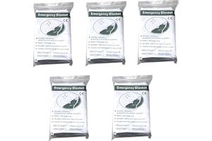 BEIKALONE Manta de emergencia, 210 x 140 cm, manta de supervivencia reflectante al calor, manta térmica de rescate, color plateado, 5 paquetes