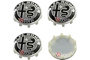 VS Lot de 4 Bouchons de moyeu 60 mm compatibles pour Jantes Originales compatibles pour Alfa Romeo Giulietta 147 159 146 156 Brera Stemma Fregi New Black