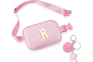 BLONWINER Crossbody Bags for Teenagers, Bum Bag with Cute Letter Chain for Women Friends Sister, Pop Gifts for Birthday and Festival, Personalized Bumbags Purse for Teen Girl (Pink R)