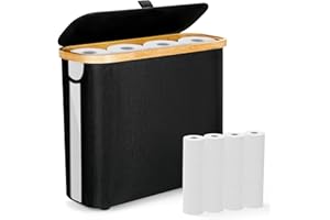 PINYENR 26L Toilettenpapier Aufbewahrung,Klopapier Aufbewahrung für 12 Rollen,Bambus, Wasserdicht,Faltbar,Klorollenaufbewahrung Perfekt für Aufbewahrung Badezimmer,Kleiderschrank(Schwarz)