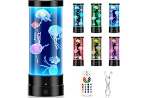 Eyoushow Quallen Lampe 17 Farben & 4 Lichtmodi mit Fernbedienung, LED Lavalampe Jellyfish Lamp 3-Helligkeit Stimmungslicht für Kinder und Erwachsene, Wohnraumdekoration, Bürodekoration