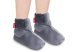 Comfheat Microwavable Booties and Feet Warmers for Women & Men Microwave Heated Foot Warmer Moist Heat Therapy for Cold Feet Relieving Stiffness, Sore Muscles, Plantar Fascitis, Gray, L