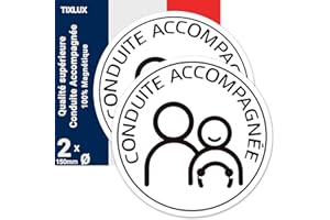 Tixlux Conduite Accompagnée Magnétique, 2PCS Disque Conduite Accompagnée Auto, A Apposer sur Le véhicule, Disque Magnétique, Ø 15cm