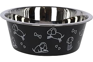 Kerbl Pet Ciotola in acciaio inox, ca. 1800 ml, nero con motivo