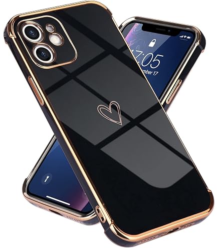 Topme Silikonhülle Für IPhone 12 (6,1 Zoll) – Mit Goldrand & Erhöhtem Schutz – In Weiß