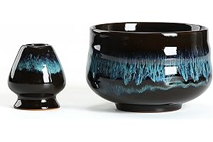 Japanische Matcha-Schale aus Keramik mit Schneebesenhalter, 510 ml. TEANAGOO K14, Blau, Chawan Matcha-Teeschale, Matcha-Keramikschale, Teeschalen für