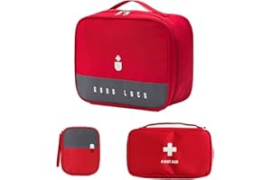 Bolsa Chenkee para Medicinas, 3 Piezas Impermeable, Bolsa Vacía para Primeros Auxilios, Emergencia Médica Grande para Casa, Oficina, Viajes (Rojo)
