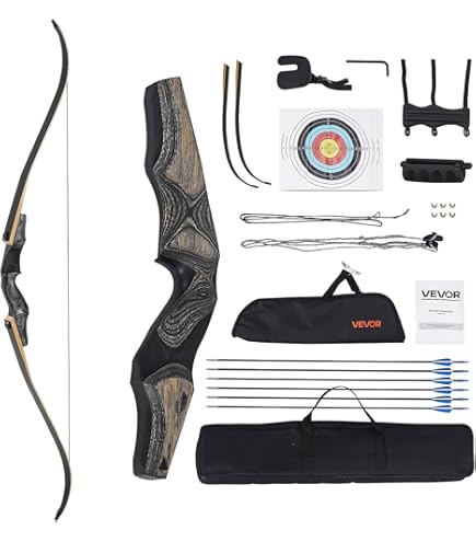 Arc Recourbé 57" 70 Lb Pour Adulte Droitier - Kit 12 Flèches, Chasse Et Tir