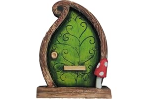 SETOFI Fairy Door, Wooden Fairy Doors Elf Door Miniature Wood Doors for Garden Yard Trees Ornaments (F)