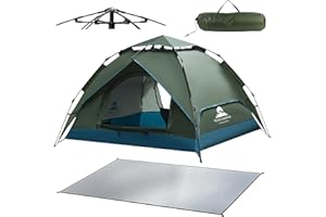 TEIVUL Camping Tent Automatic 3 Man Person Instant Tent Pop Up Ultralight Dome Tent 4 Seasons Waterproof & Windproof Camping Tent with Removable Outer Tarpaulin, Double Layers