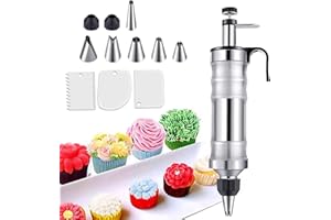 TBRFP Seringue à Patisserie - Reutilisable Seringue à Garniture en Acier Inoxydable,Seringue à Gâteau Professionnelle en Acier Inoxydable,Kit Patisserie pour Cupcakes, Pâtisseries,Decoration Gateau