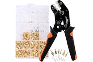 VFANDV 0.5-2.5 mm² Juego de Pinzas para Engarzar Cables, Crimpadora Terminales Eléctricos con 300 Juegos de Terminales Eléctricos Planos, Crimpadora para Conectores Aislado