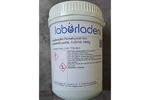 LABORLADEN 1 kg Copper Sulphate Pentahydrate (Copper (II) Sulphate, CuSO4, for Pool, Laboratory, Workshop, Crystal Growing) - 1000 g in High-Quality Tin