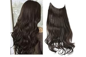 SARLA Hair Extension 18 Inch Invisible Adjustable Wire Hair Piece Curly Wavy Long Synthetic Hairpieces for Women Natural Heat Temperature Fiber (18 Inch (Pack of 1), Dark Brown)