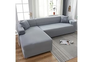 LHKXKKXX Sofabezug 2/1/3/4 Sitzer, Sofa überzug L U Form Ecksofa Stretch Sofa/Couch überzug, Universal Couchbezug, Sofa Cover Sofa überwurf Sofaschoner (L Form Ecksofa Erfordert Zwei),Light gray,4 Seater