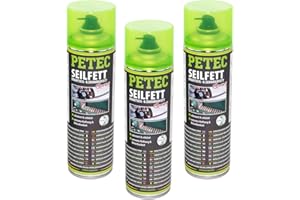 ‎PETEC PETEC 71650 Seilfett Seilfettspray Drahtseilfett Zahnradfett Fettspray 3x 500ml