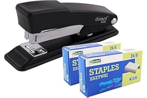 D.RECT 315A Spillatrice Cucitrice in Metallo con 2000 Punti – Cucitrice da Tavolo per Ufficio Scuola Casa – Pinzatrice Robusta per 30 Fogli, Nero