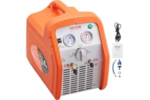VEVOR Máquina de Recuperación de Refrigerante Portátil 1HP Máquina de Recuperación Doble Cilindro con Protección de Alta Presión 1750 rpm para Vapor de Refrigerante Líquido Aire Acondicionado de Coche