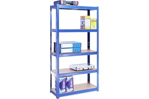 G-Rack Shelves for Kitchen Storage - Garage Shelving Unit - 5 Tier Metal Racking Industrial Shelf - Heavy Duty Utility Room Storage Solutions - Adjustable and Freestanding Rack - 150x75x30 cm