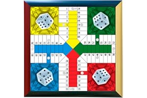 Acan Tradineur - Tablero de parchís con Marco Madera MDF, 4 Jugadores, Duradero y Resistente, Juegos de Mesa clásicos, 32 x 32 cm