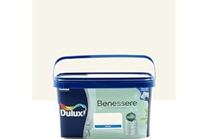 Dulux Benessere Pittura Colorata all'Acqua per Interni Superlavabile Anti Muffa Anti Batteri con Ioni D'Argento, 2.5 Litri, Bianco Lino, 2.5L