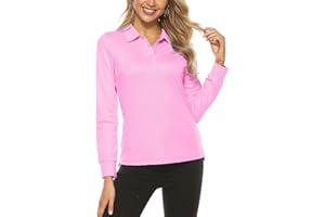 AIRIKE Women's Long Sleeve Polo Shirts Lady-fit Casual Sports Golf Work Tee Tops