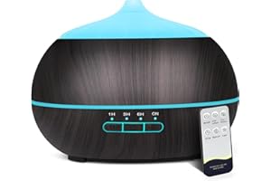 HAPPTWS Difusor de aceites esenciales Humidificador ultrasónico: 500ml Difusor de aromas con mando a distancia Difusor de aceites de aromaterapia Humidificador con 7 colores LED para Dormitorio Oficina