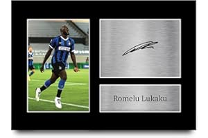 HWC Trading Foto autografata stampata di Romelu Lukaku Inter Milan, formato A4, per tifosi e tifosi di calcio