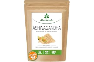 ‎MORIVEDA Ashwagandha Pulver - 100% Wurzelpulver - Ashwagandha fein gemahlen -hochwertige indische Schlafbeere - vegan und glutenfrei - Superfood - von MoriVeda - 250g