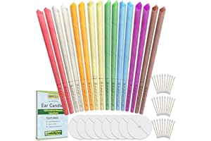 Ear Candles, Happycoco Hopi Ear Candles All Natural Beeswax Canding Cones Ear Wax Remover Candles 100% Non-Toxic Cylinders Fragrance Hollow Cone Candles with(8 Colours)+8 Protective Disks