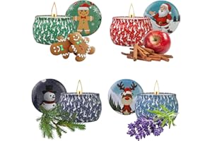 Yinuo Candle Candele Profumate Regalo di Natale 4 pezzi Candele Set per Aromaterapia Candela Aromatica di cera di soia naturale con coperchio,Decora il Natale, Regalo per Donna, Mamma