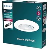 Philips Amigo LED Ceiling Fan 60W+25W 58cm 5500lm + Remote Control White | DC Motor, Dimmable White Light, Summer and Winter