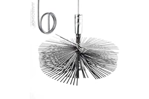 HOLZBRINK 160mm Kaminbesen Schornsteinbesen aus Federstahl + 1,5m Flexstange M12 - Kehrbesen Zugbesen Rußbesen Schornsteinfeger Besen Kamin reinigen Schornstein gemauert