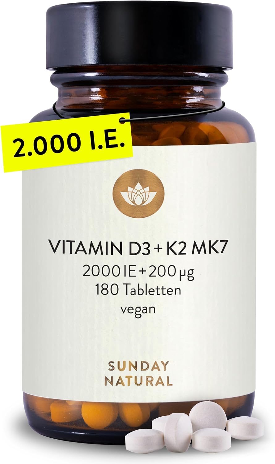 Preis-Leistungs-Analyse : SUNDAY NATURAL Vitamin D3 K2 tabletten 99 8 a