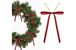 QUOHE 24 Piezas Lazos Terciopelo Arbol Navidad, Moños Navideñas Decoración Adornos Árbol Navidad, Rojo Pequeño Lazos Manualidades Navideños Decoraciones para Boda Celebraciones Guirnalda Regalo